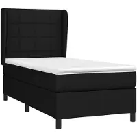 vidaXL Lit boxspring avec matelas noir 100x200 cm tissu