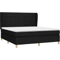 vidaXL Lit boxspring avec matelas noir 160x200 cm Tissu