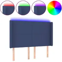 vidaXL Tête de lit LED bleue 147x16x118/128 cm Tissu