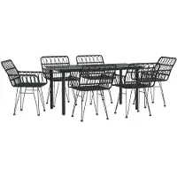 vidaXL Ensemble de jardin 7 pièces noir Poly rotin