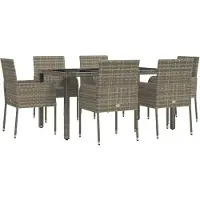 vidaXL Ensemble de jardin 7 pièces avec coussins Gris Poly rotin