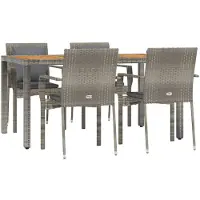 vidaXL Ensemble de jardin 5 pièces avec coussins Gris Poly rotin