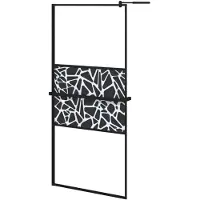 vidaXL Paroi de douche avec tablette pour douche à l'italienne noir 90x195 cm ESG