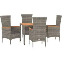 vidaXL Ensemble de jardin 5 pièces avec coussins Gris Poly rotin
