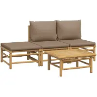 vidaXL Ensemble salon de jardin 4 pièces avec coussins taupe bambou