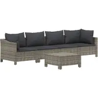 vidaXL Ensemble de salon de jardin 5 pièces avec coussins Gris Poly rotin