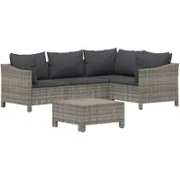 vidaXL Ensemble de salon de jardin 5 pièces avec coussins Gris Poly rotin