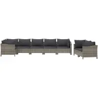 vidaXL Ensemble salon de jardin 8 pièces avec coussins Gris Poly rotin