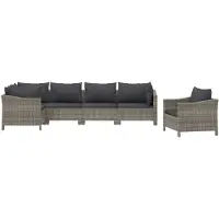 vidaXL Ensemble salon de jardin 6 pièces avec coussins Gris Poly rotin