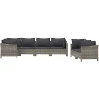 vidaXL Ensemble de salon de jardin 7 pièces avec coussins Gris Poly rotin