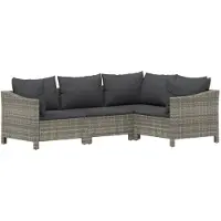 vidaXL Ensemble salon de jardin 4 pièces avec coussins Gris Poly rotin