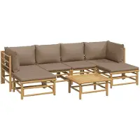 vidaXL Ensemble salon de jardin 7 pièces avec coussins taupe bambou