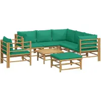 vidaXL Ensemble de jardin lounge 8 pièces avec coussins verts en bambou