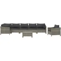vidaXL Ensemble salon de jardin 8 pièces avec coussins Gris Poly rotin