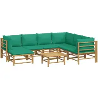 vidaXL Ensemble de jardin lounge 8 pièces avec coussins verts en bambou