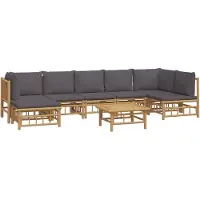 vidaXL Ensemble de salon de jardin 8 pièces avec coussins gris foncé en bambou