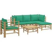 vidaXL Ensemble de salon de jardin 6 pièces avec coussins verts en bambou