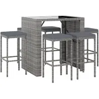 vidaXL Ensemble bar de jardin 7 pièces avec coussins Gris Poly rotin