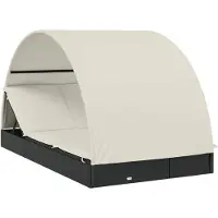 vidaXL Bain de soleil pour 2 personnes avec toit rond noir 211x112x140 cm