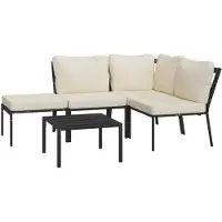 vidaXL Ensemble de salon de jardin 5 pièces avec coussins couleur sable Acier