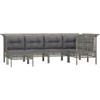 vidaXL Salon de jardin 6 pcs avec coussins Gris Résine tressée