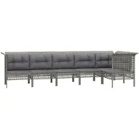 vidaXL Ensemble salon de jardin 6 pièces avec coussins Gris Poly rotin