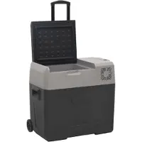 vidaXL Glacière avec roulettes et adaptateur Noir & Gris 50 L Polypropylène