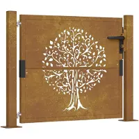 vidaXL Portail de jardin 105x105 cm acier corten conception de l'arbre