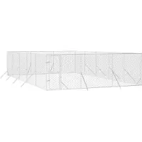 vidaXL Niche extérieure pour chiens 6x10x2 m acier galvanisé argenté