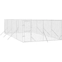 vidaXL Enclos extérieur pour chiens Argenté 4x8x2 m Acier galvanisé