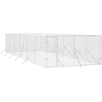 vidaXL Niche extérieure pour chiens 4x12x2 m acier galvanisé argenté