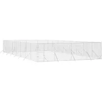 vidaXL Enclos extérieur pour chiens Argenté 8x16x2 m Acier galvanisé