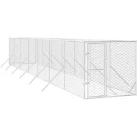 vidaXL Enclos extérieur pour chiens Argenté 2x14x2 m Acier galvanisé