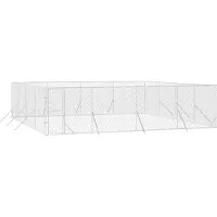 vidaXL Niche extérieure pour chiens 8x8x2 m acier galvanisé argenté