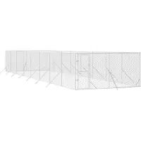 vidaXL Enclos extérieur pour chiens Argenté 4x16x2 m Acier galvanisé