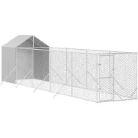 vidaXL Enclos extérieur pour chiens avec toit Argenté 2x10x2,5 m Acier galvanisé