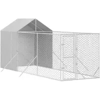 vidaXL Enclos extérieur pour chiens avec toit Argenté 2x6x2,5m Acier galvanisé