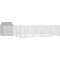 vidaXL Enclos extérieur pour chiens avec toit Argenté 10x6x2,5 m Acier galvanisé