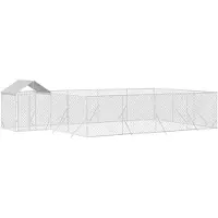 vidaXL Enclos extérieur pour chiens avec toit Argenté 10x6x2,5 m Acier galvanisé