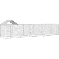 vidaXL Enclos extérieur pour chiens avec toit Argenté 10x2x2,5 m Acier galvanisé
