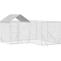 vidaXL Chenil d'extérieur avec toit Argenté 4x4x2,5m Acier galvanisé