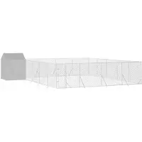 vidaXL Chenil extérieur avec toit argenté 10x10x2,5m Acier galvanisé