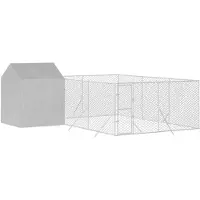 vidaXL Chenil d'extérieur avec toit argenté 6x6x2,5m Acier galvanisé