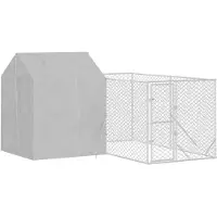 vidaXL Chenil d'extérieur avec toit Argenté 4x4x2,5m Acier galvanisé