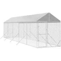 vidaXL Enclos extérieur pour chiens avec toit Argenté 2x10x2,5 m Acier galvanisé