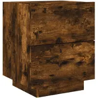 vidaXL Armoire de chevet et lumières LED chêne fumé bois d'ingénierie
