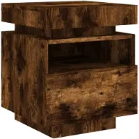 vidaXL Armoire de chevet avec lumières LED chêne fumé 40x39x48,5 cm