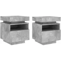 vidaXL Armoires de chevet avec lumières LED 2 pcs gris béton