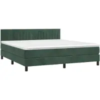 vidaXL Lit boxspring avec matelas vert foncé 160x200 cm velours