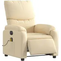 vidaXL Fauteuil de massage électrique Crème Tissu